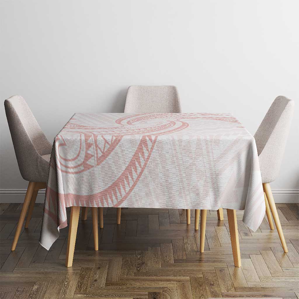 White Sunday Lotu Tamaiti Tablecloth Polynesian Wave Pastel Blush - Polynesian Pride