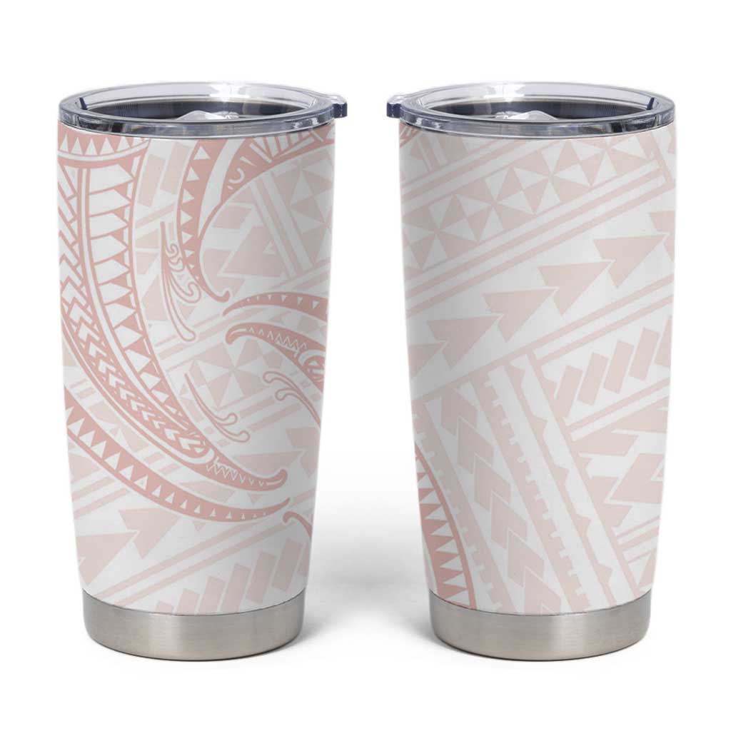 White Sunday Lotu Tamaiti Tumbler Cup Polynesian Wave Pastel Blush - Polynesian Pride