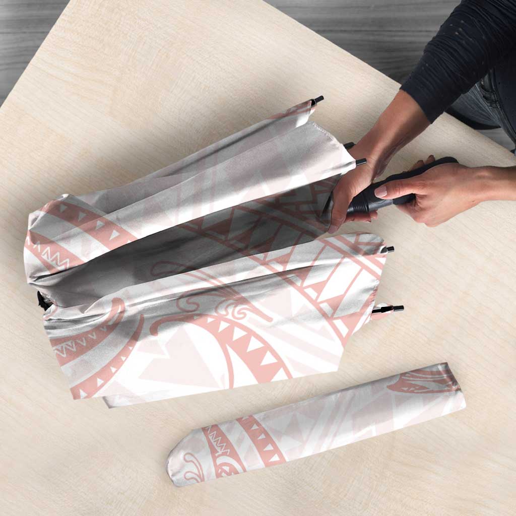 White Sunday Lotu Tamaiti Umbrella Polynesian Wave Pastel Blush - Polynesian Pride