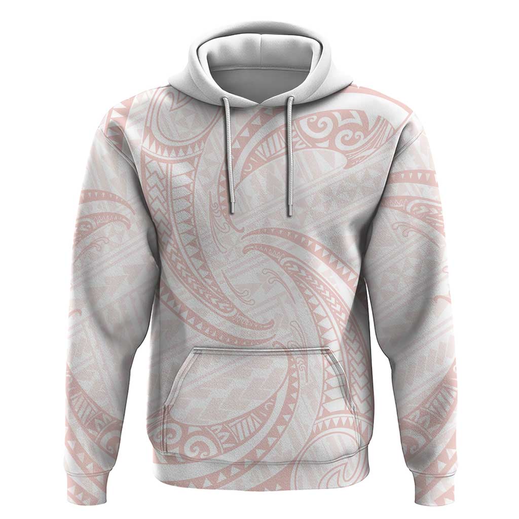 White Sunday Lotu Tamaiti Zip Hoodie Polynesian Wave Pastel Blush - Polynesian Pride