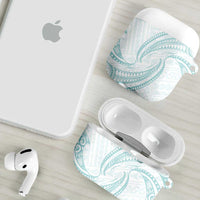 White Sunday Lotu Tamaiti AirPods Case Polynesian Wave Pastel Cyan - Polynesian Pride