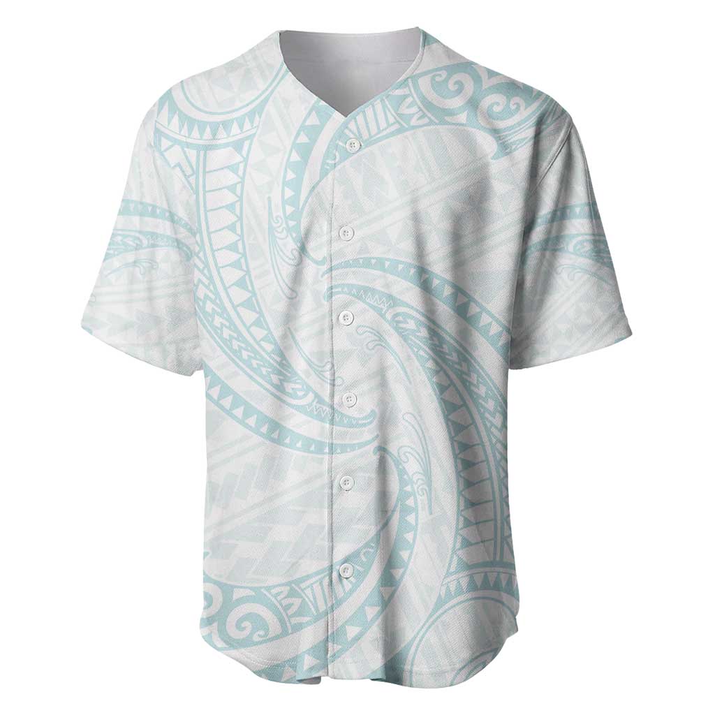 White Sunday Lotu Tamaiti Baseball Jersey Polynesian Wave Pastel Cyan - Polynesian Pride