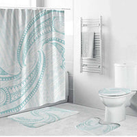 White Sunday Lotu Tamaiti Bathroom Set Polynesian Wave Pastel Cyan - Polynesian Pride