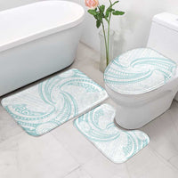 White Sunday Lotu Tamaiti Bathroom Set Polynesian Wave Pastel Cyan - Polynesian Pride
