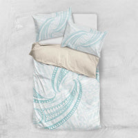 White Sunday Lotu Tamaiti Bedding Set Polynesian Wave Pastel Cyan - Polynesian Pride