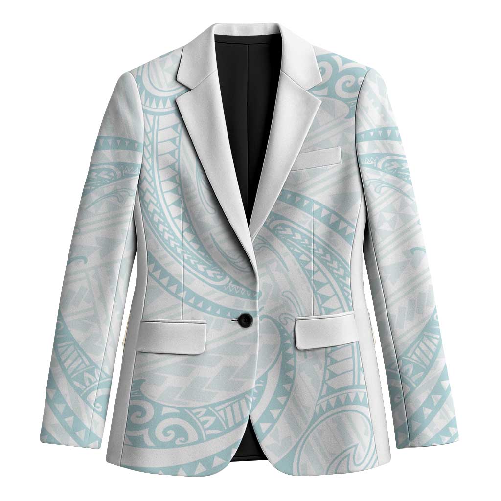 White Sunday Lotu Tamaiti Blazer Polynesian Wave Pastel Cyan - Polynesian Pride