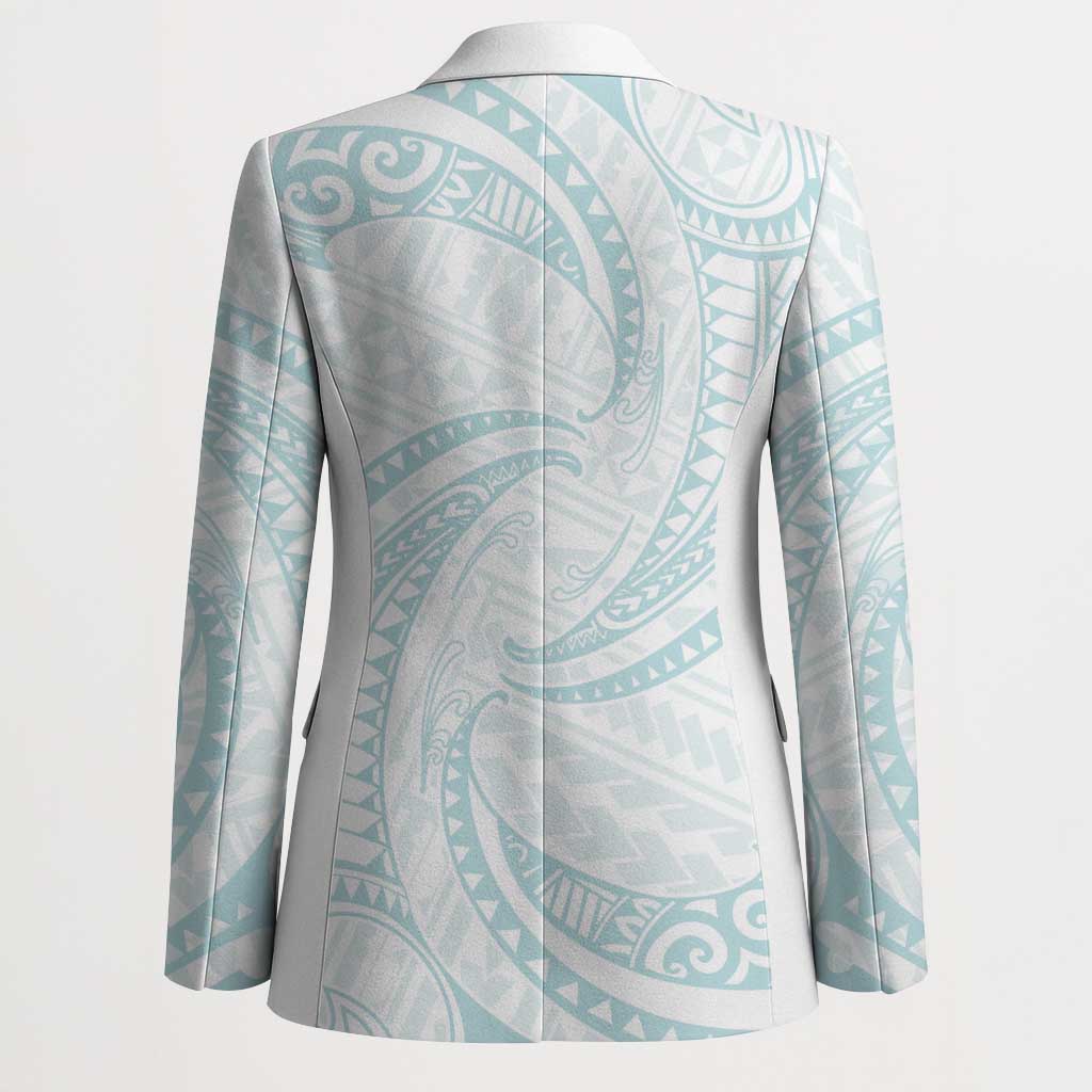 White Sunday Lotu Tamaiti Blazer Polynesian Wave Pastel Cyan - Polynesian Pride