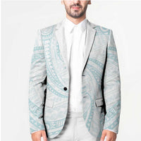 White Sunday Lotu Tamaiti Blazer Polynesian Wave Pastel Cyan - Polynesian Pride