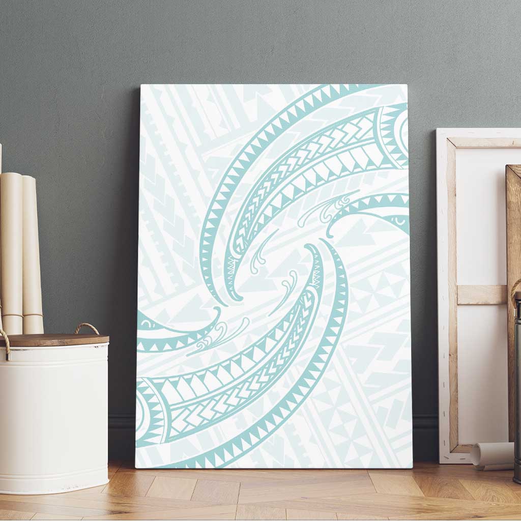 White Sunday Lotu Tamaiti Canvas Wall Art Polynesian Wave Pastel Cyan - Polynesian Pride