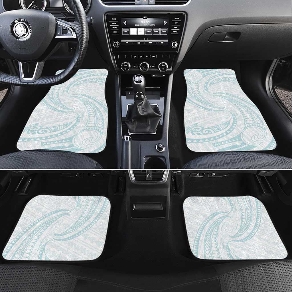 White Sunday Lotu Tamaiti Car Mats Polynesian Wave Pastel Cyan - Polynesian Pride