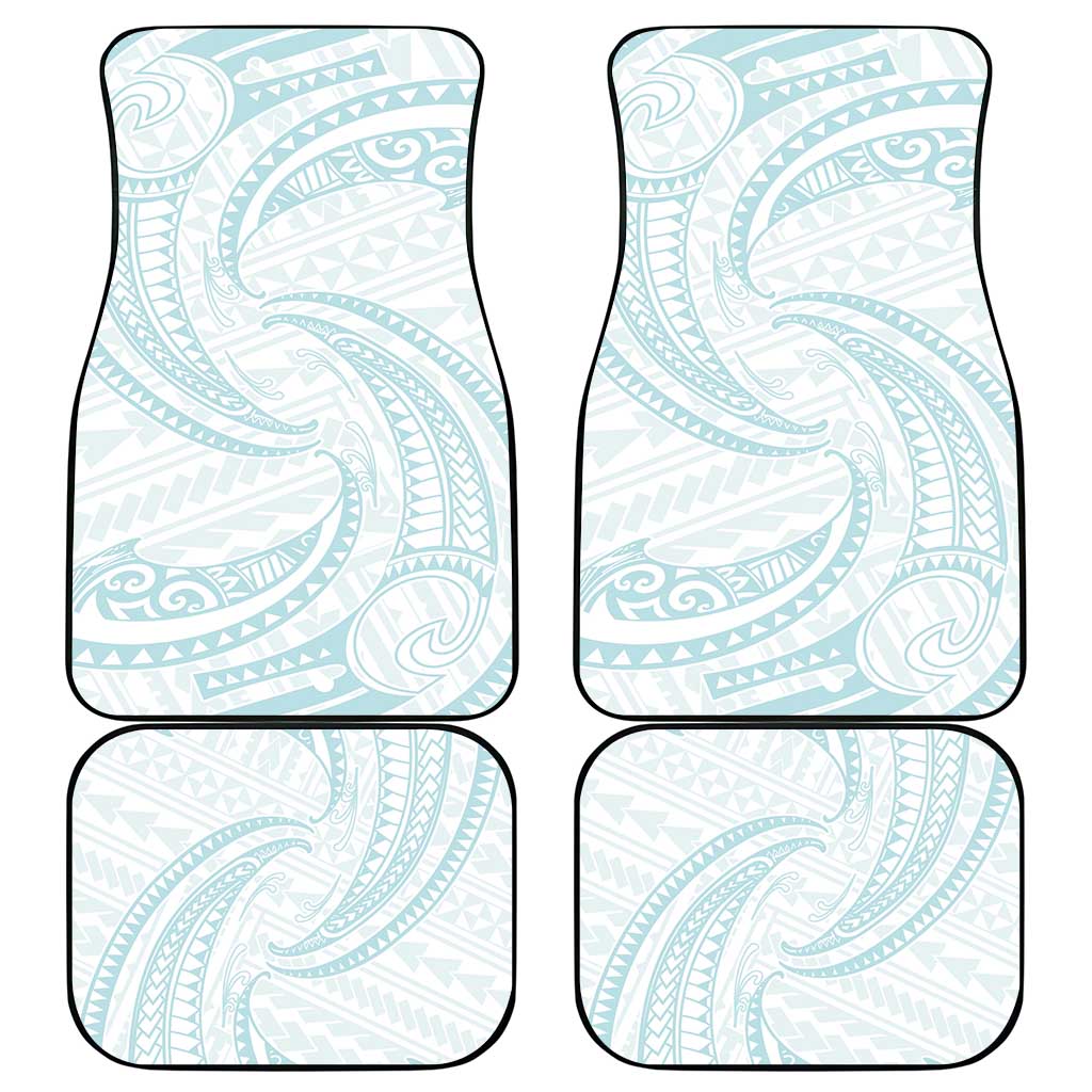 White Sunday Lotu Tamaiti Car Mats Polynesian Wave Pastel Cyan - Polynesian Pride