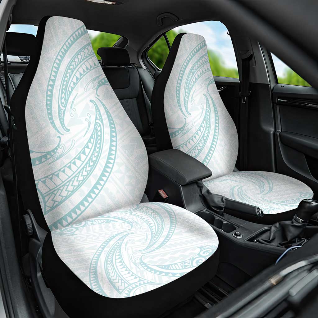 White Sunday Lotu Tamaiti Car Seat Cover Polynesian Wave Pastel Cyan - Polynesian Pride