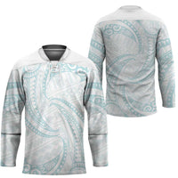 White Sunday Lotu Tamaiti Hockey Jersey Polynesian Wave Pastel Cyan LT9
