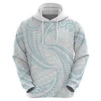 White Sunday Lotu Tamaiti Hoodie Polynesian Wave Pastel Cyan - Polynesian Pride