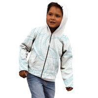 White Sunday Lotu Tamaiti Kid Hoodie Polynesian Wave Pastel Cyan - Polynesian Pride