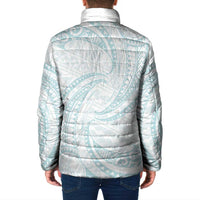 White Sunday Lotu Tamaiti Padded Jacket Polynesian Wave Pastel Cyan - Polynesian Pride