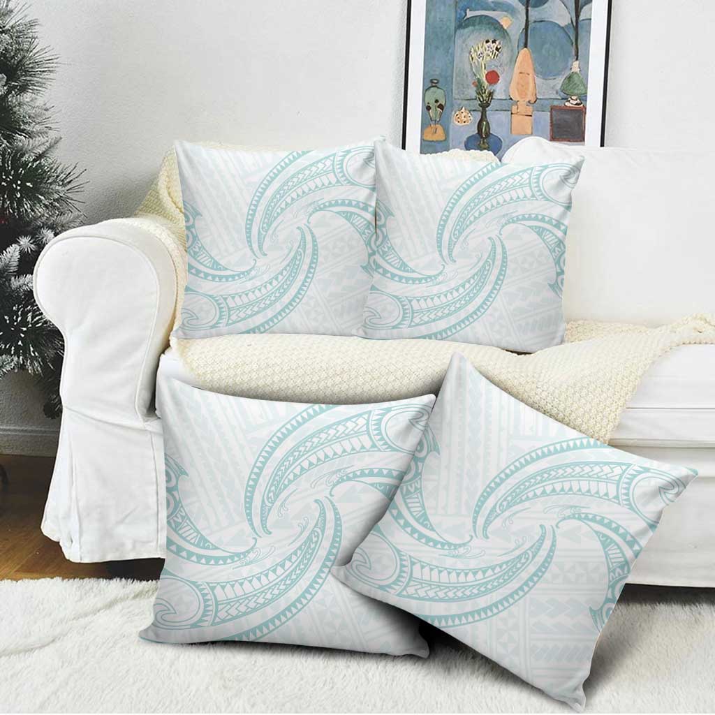 White Sunday Lotu Tamaiti Pillow Cover Polynesian Wave Pastel Cyan - Polynesian Pride