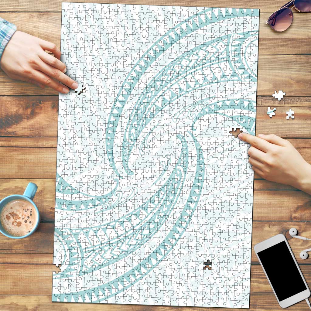 White Sunday Lotu Tamaiti Puzzle Polynesian Wave Pastel Cyan - Polynesian Pride