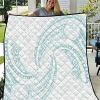White Sunday Lotu Tamaiti Quilt Polynesian Wave Pastel Cyan - Polynesian Pride