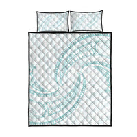 White Sunday Lotu Tamaiti Quilt Bed Set Polynesian Wave Pastel Cyan - Polynesian Pride