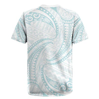 White Sunday Lotu Tamaiti Rugby Jersey Polynesian Wave Pastel Cyan - Polynesian Pride