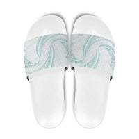 White Sunday Lotu Tamaiti Slide Sandals Polynesian Wave Pastel Cyan - Polynesian Pride