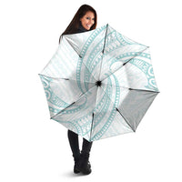 White Sunday Lotu Tamaiti Umbrella Polynesian Wave Pastel Cyan - Polynesian Pride