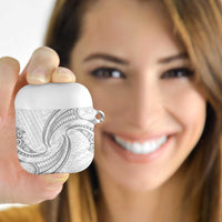 White Sunday Lotu Tamaiti AirPods Case Polynesian Wave Pastel Gray - Polynesian Pride