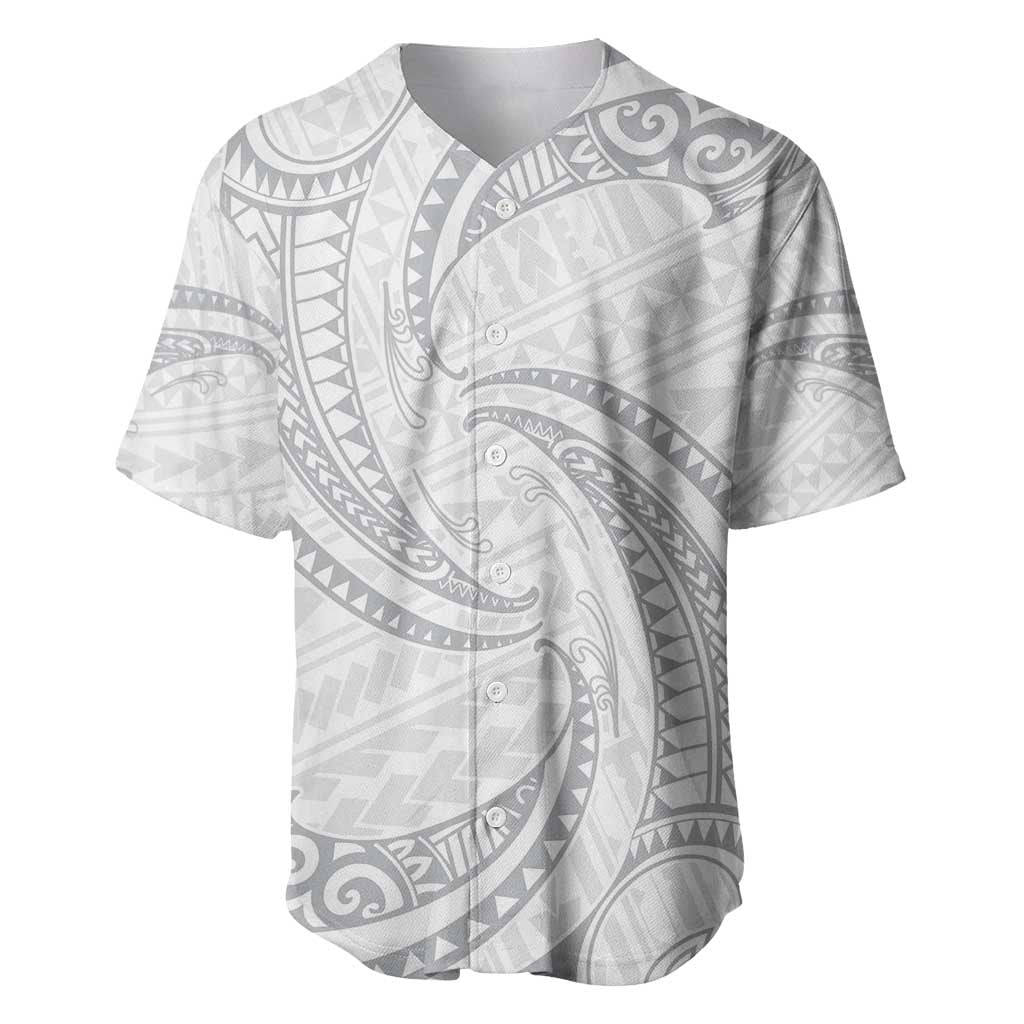 White Sunday Lotu Tamaiti Baseball Jersey Polynesian Wave Pastel Gray - Polynesian Pride