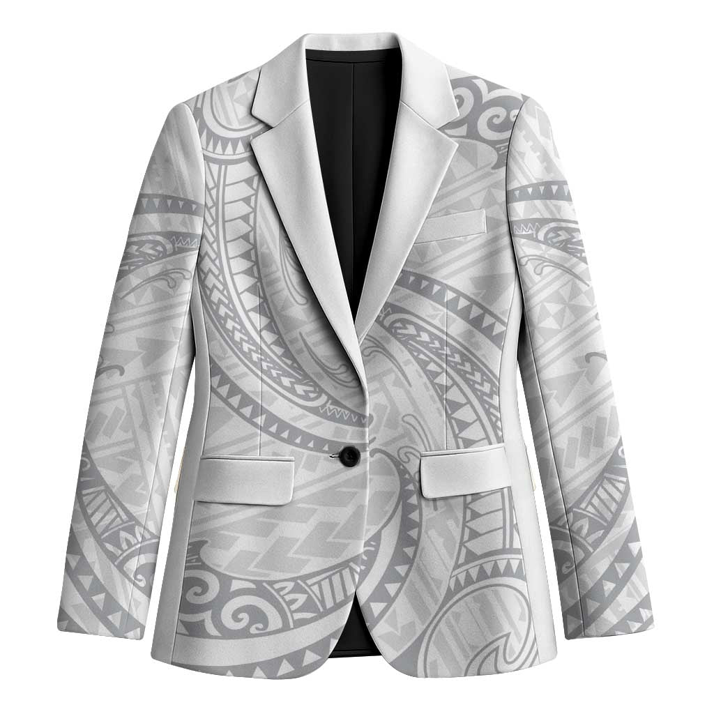 White Sunday Lotu Tamaiti Blazer Polynesian Wave Pastel Gray - Polynesian Pride
