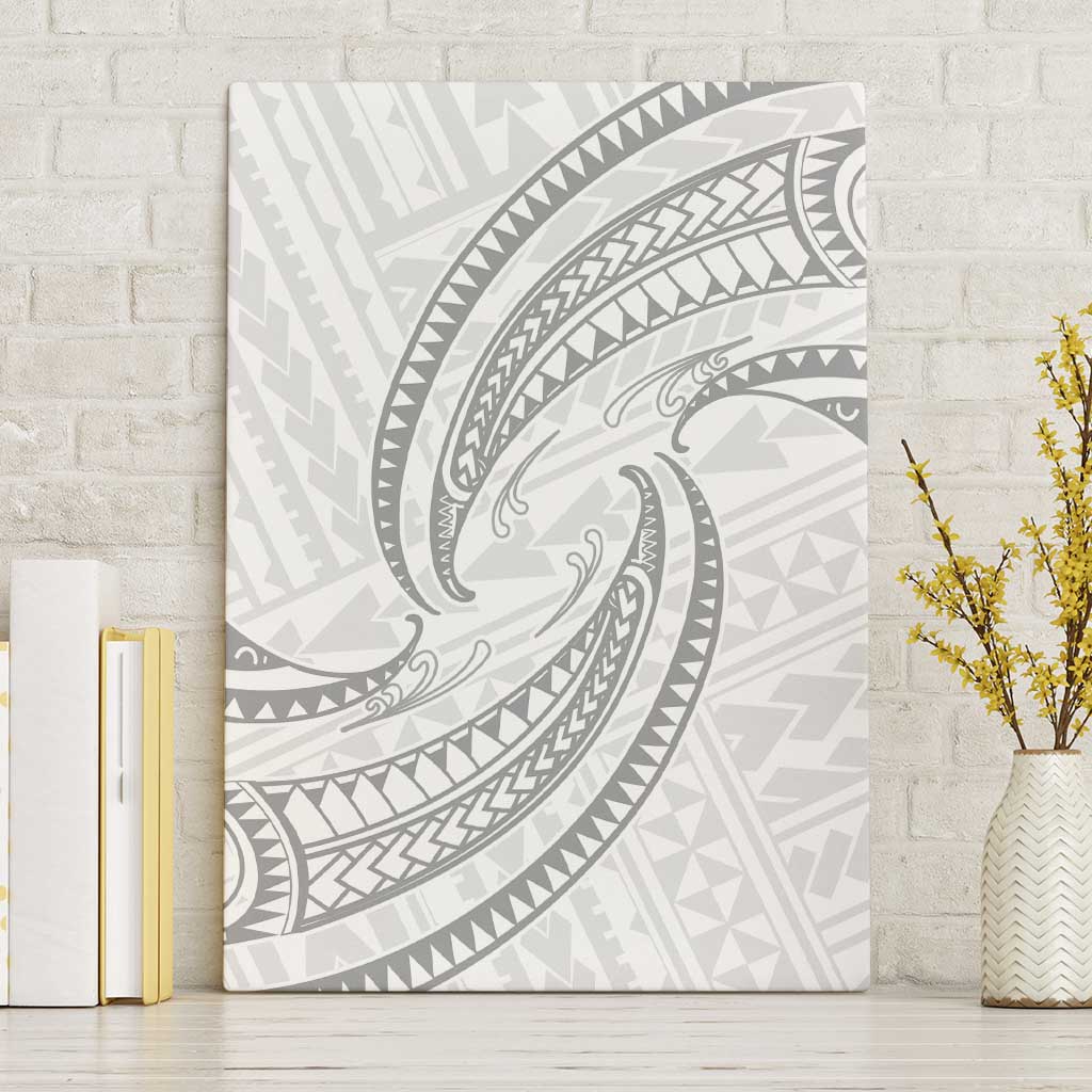 White Sunday Lotu Tamaiti Canvas Wall Art Polynesian Wave Pastel Gray - Polynesian Pride