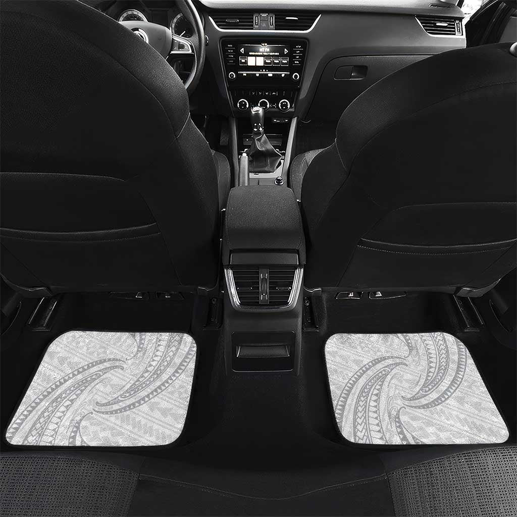 White Sunday Lotu Tamaiti Car Mats Polynesian Wave Pastel Gray - Polynesian Pride