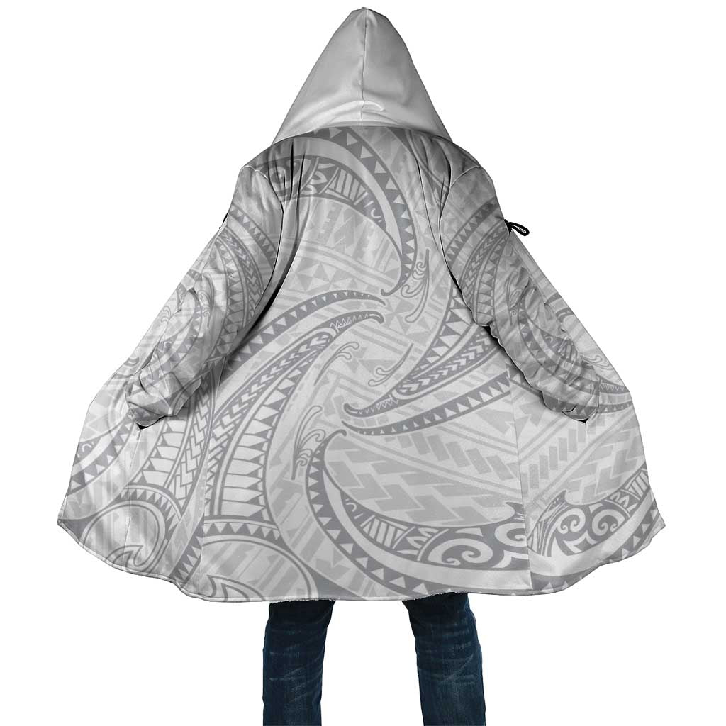 White Sunday Lotu Tamaiti Cloak Polynesian Wave Pastel Gray - Polynesian Pride