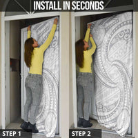 White Sunday Lotu Tamaiti Door Cover Polynesian Wave Pastel Gray - Polynesian Pride