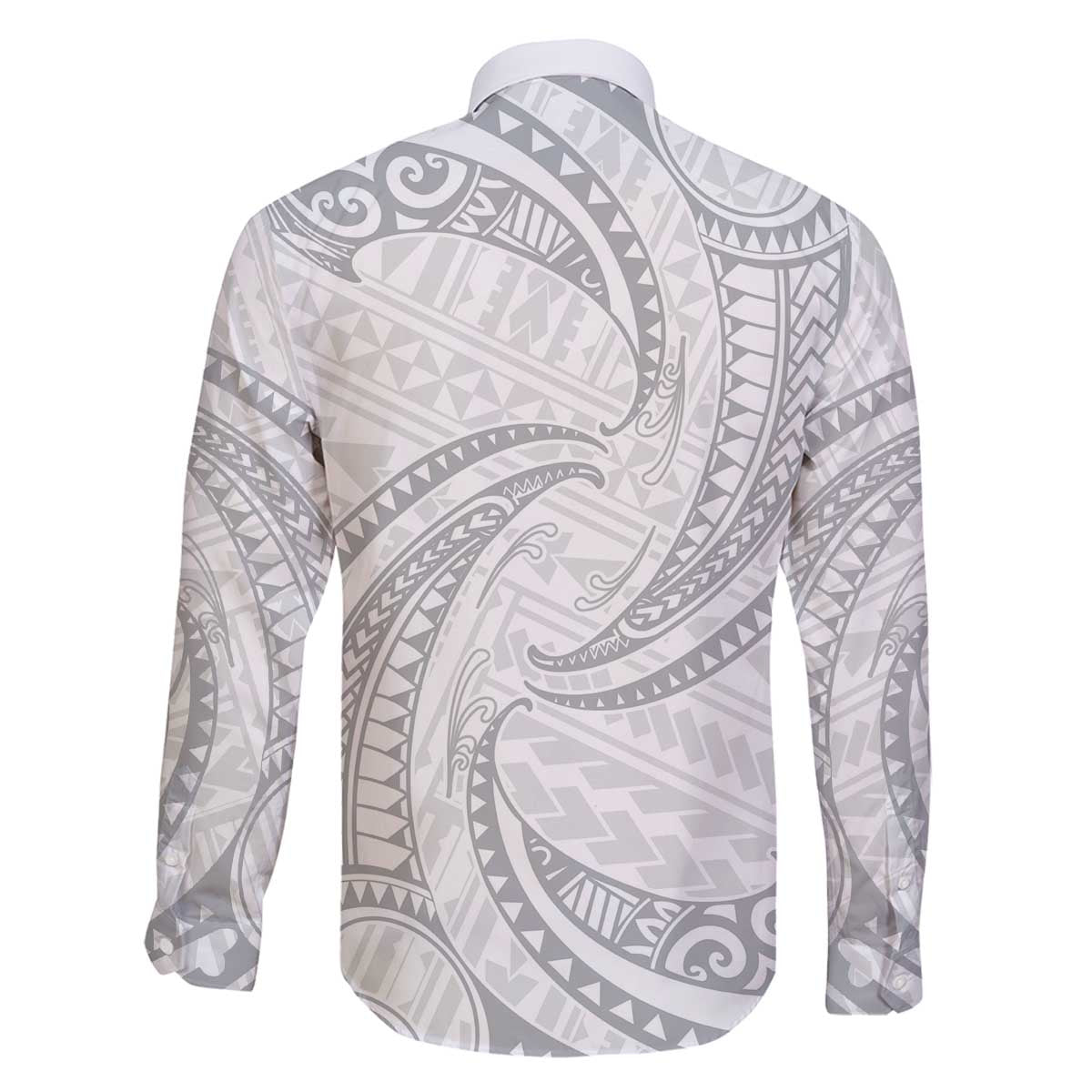 White Sunday Lotu Tamaiti Family Matching Off The Shoulder Long Sleeve Dress and Hawaiian Shirt Polynesian Wave Pastel Gray - Polynesian Pride