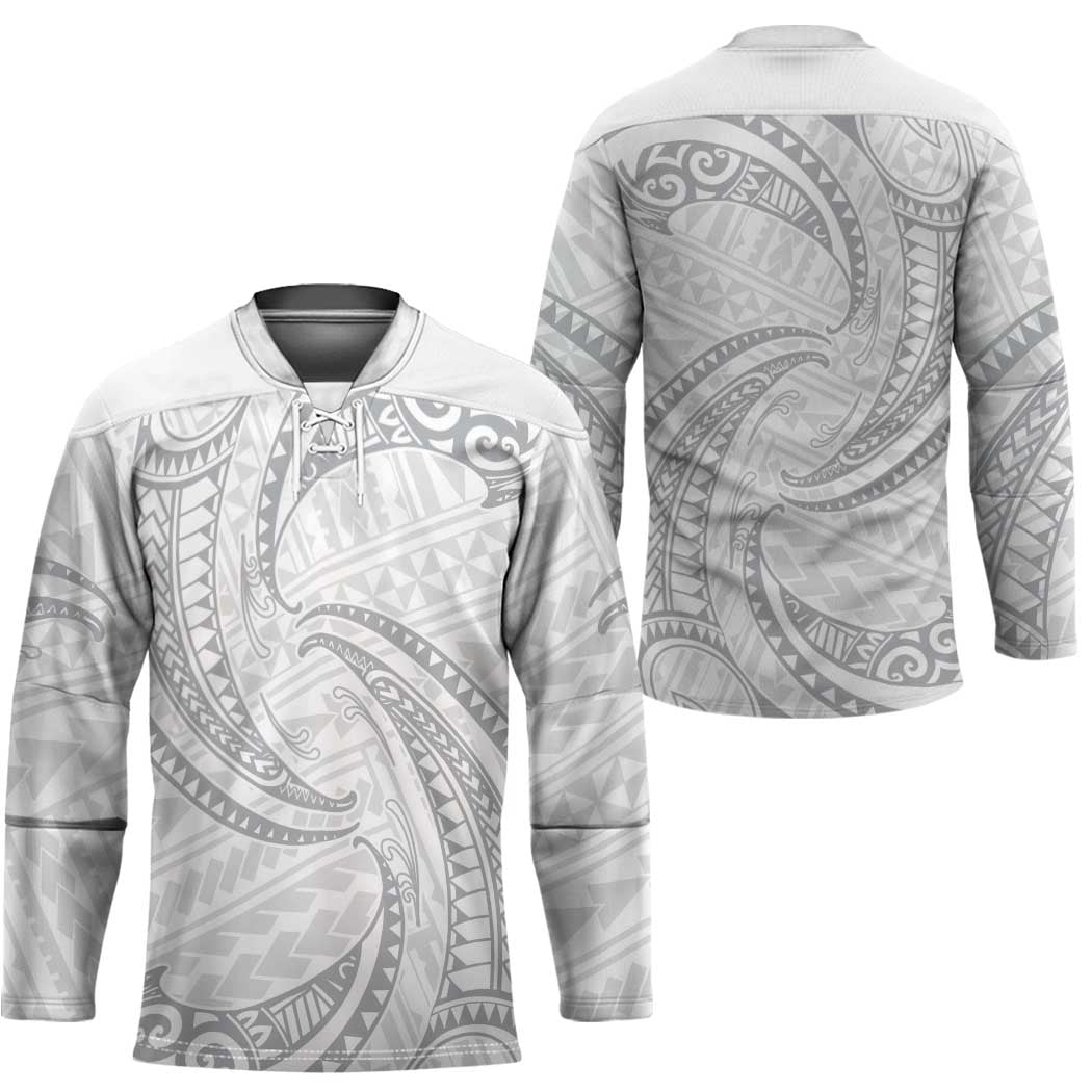 White Sunday Lotu Tamaiti Hockey Jersey Polynesian Wave Pastel Gray - Polynesian Pride