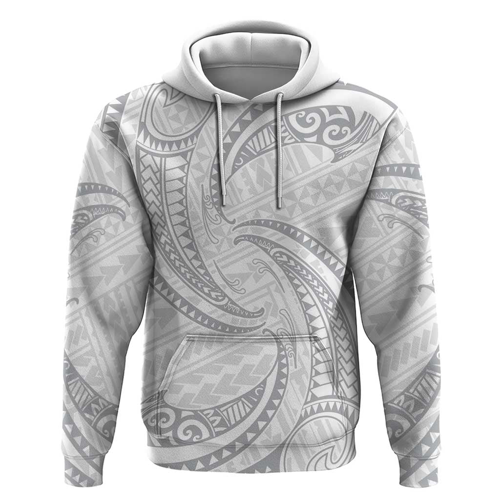 White Sunday Lotu Tamaiti Hoodie Polynesian Wave Pastel Gray - Polynesian Pride
