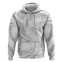 White Sunday Lotu Tamaiti Hoodie Polynesian Wave Pastel Gray - Polynesian Pride