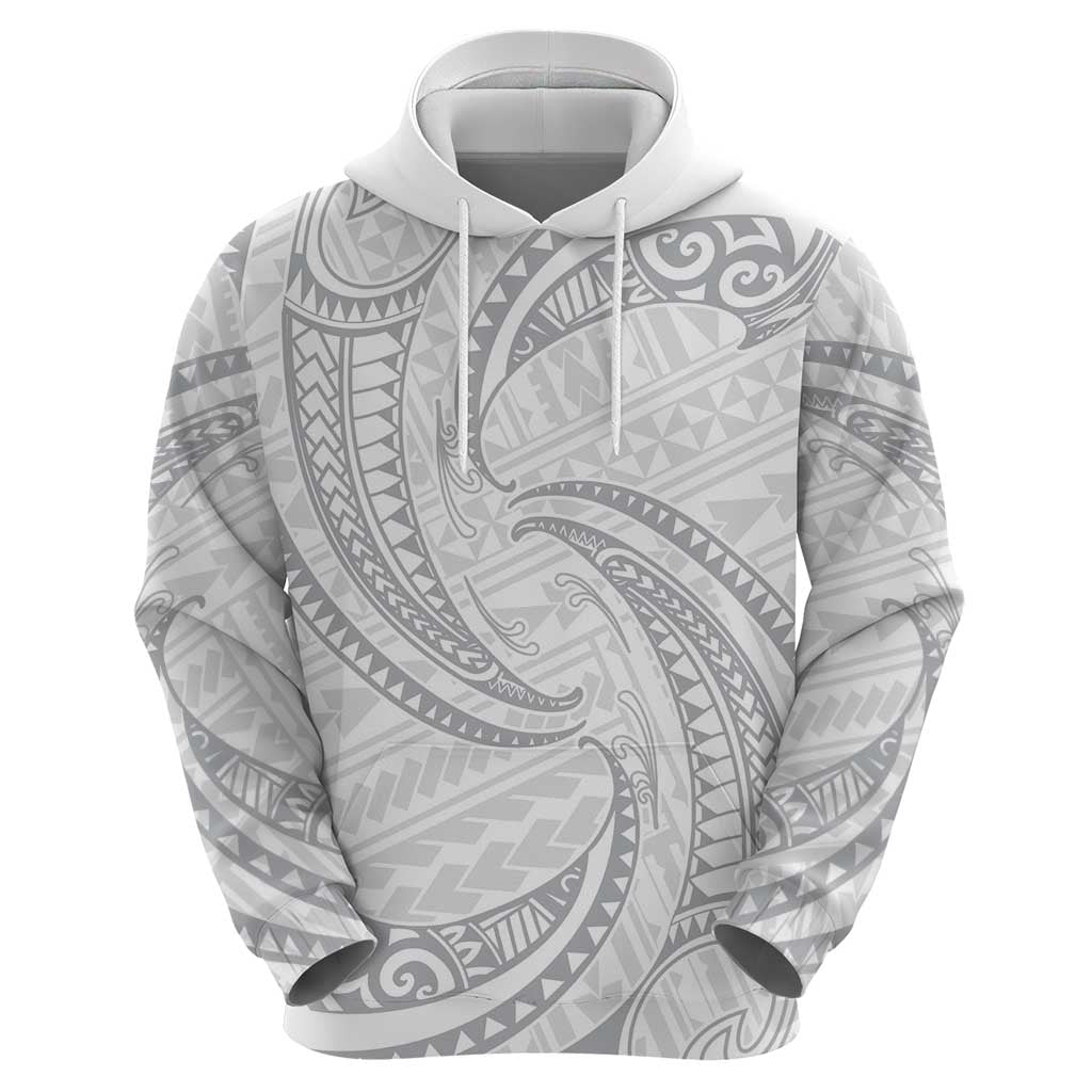 White Sunday Lotu Tamaiti Hoodie Polynesian Wave Pastel Gray - Polynesian Pride