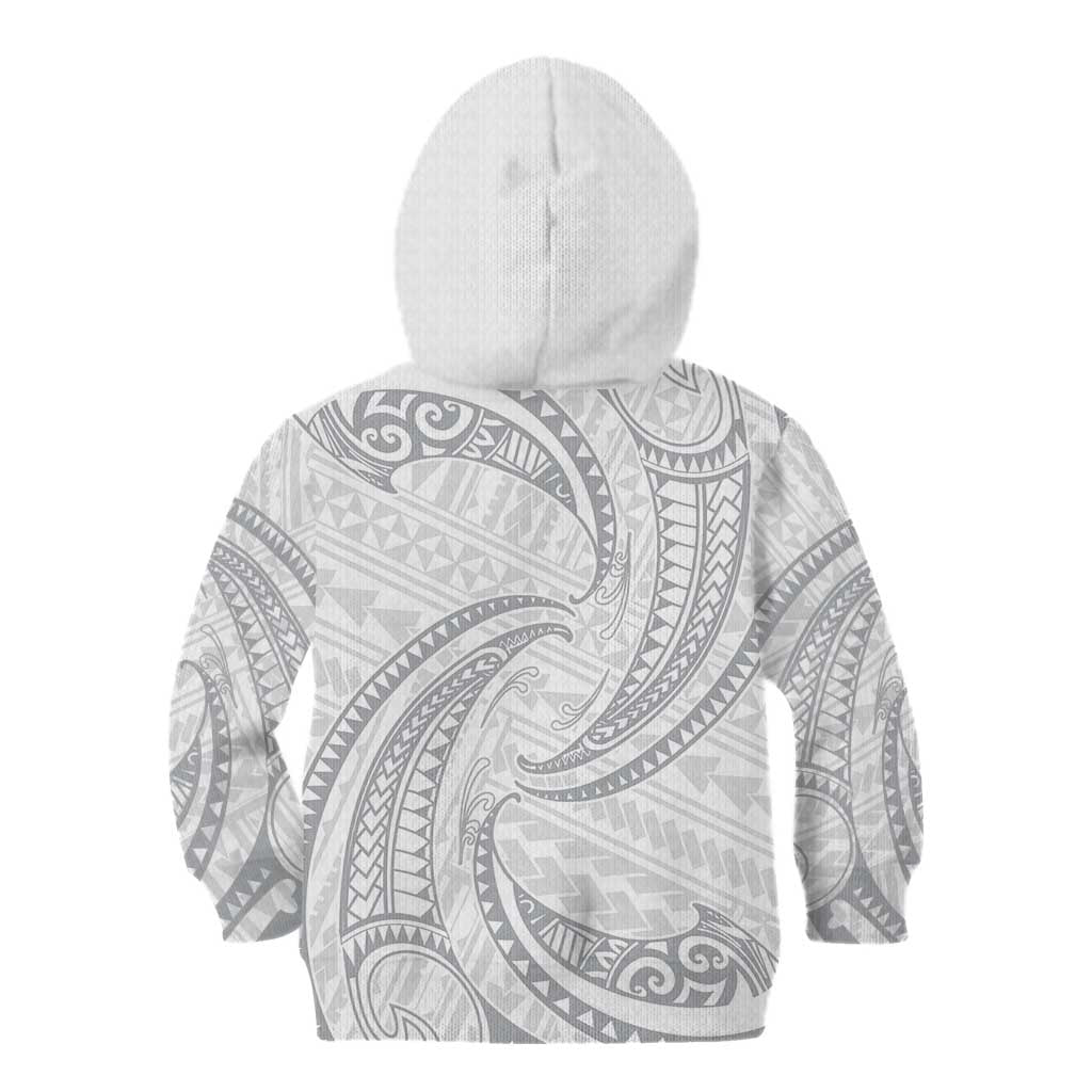 White Sunday Lotu Tamaiti Kid Hoodie Polynesian Wave Pastel Gray - Polynesian Pride