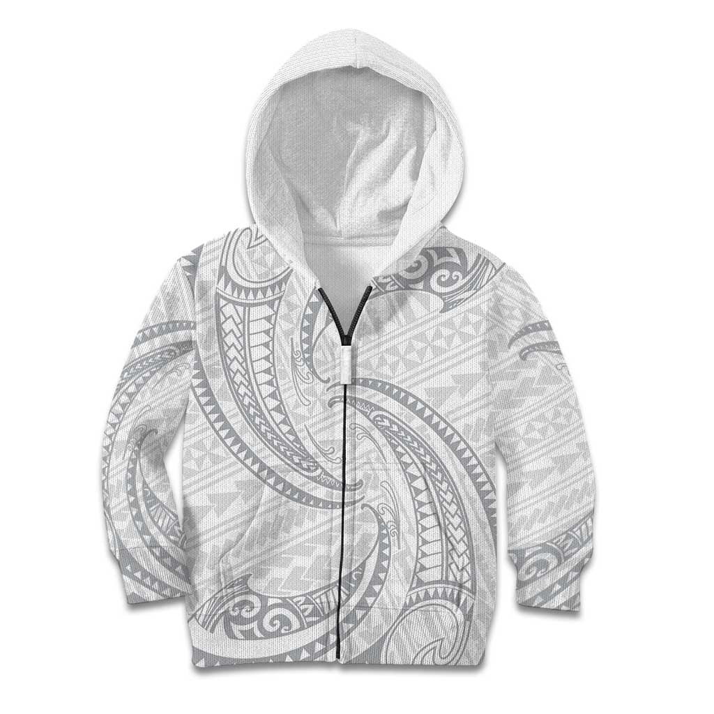 White Sunday Lotu Tamaiti Kid Hoodie Polynesian Wave Pastel Gray - Polynesian Pride