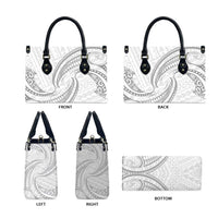 White Sunday Lotu Tamaiti Leather Bag Polynesian Wave Pastel Gray - Polynesian Pride