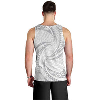 White Sunday Lotu Tamaiti Men Tank Top Polynesian Wave Pastel Gray - Polynesian Pride