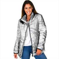 White Sunday Lotu Tamaiti Padded Jacket Polynesian Wave Pastel Gray - Polynesian Pride
