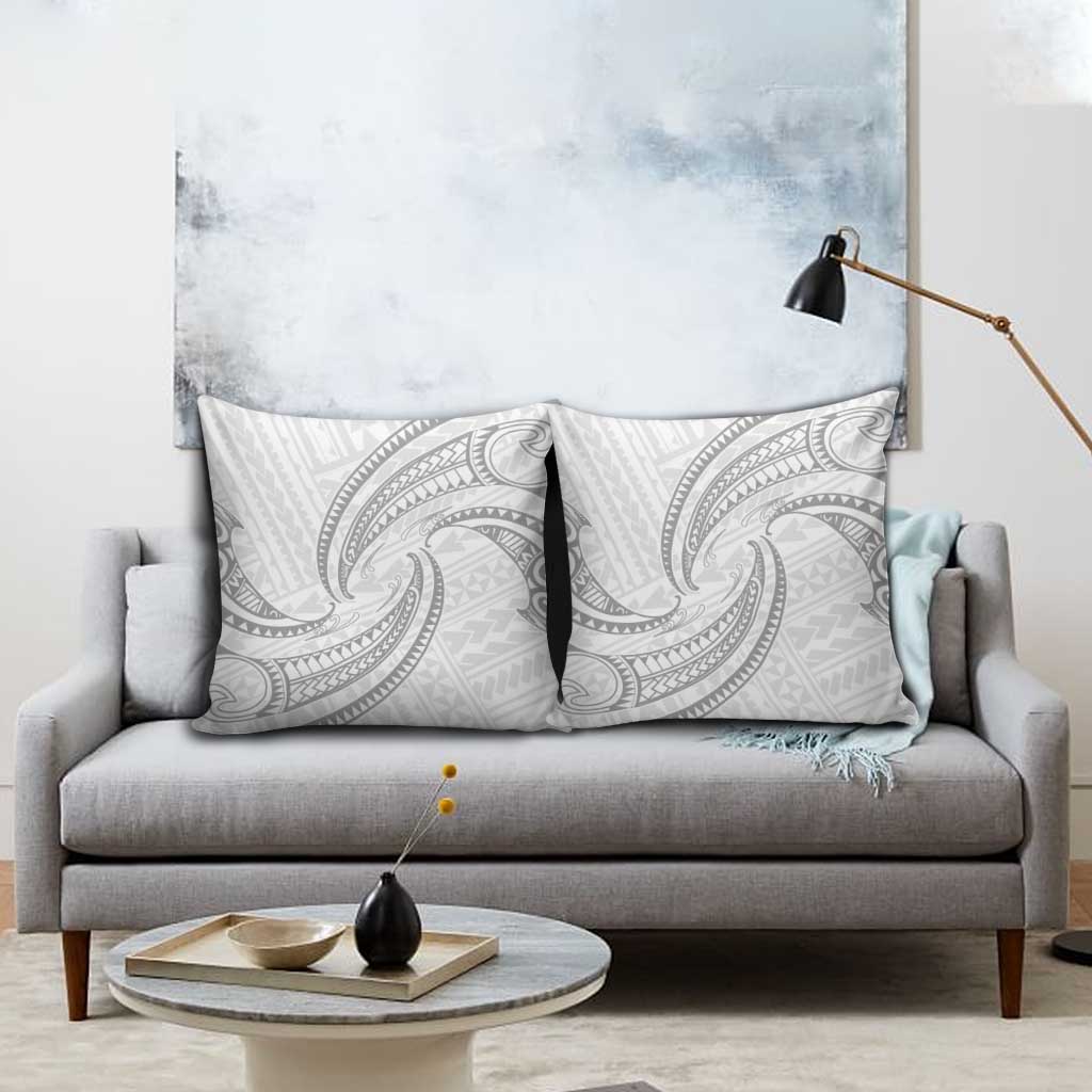 White Sunday Lotu Tamaiti Pillow Cover Polynesian Wave Pastel Gray - Polynesian Pride