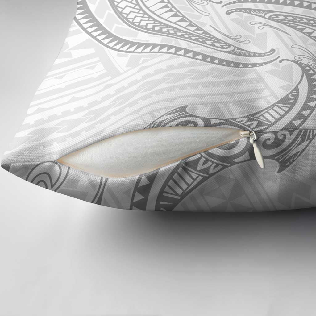 White Sunday Lotu Tamaiti Pillow Cover Polynesian Wave Pastel Gray - Polynesian Pride