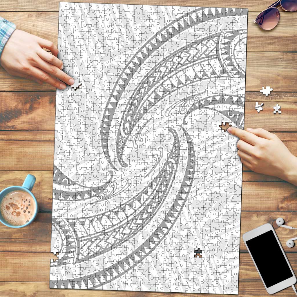 White Sunday Lotu Tamaiti Puzzle Polynesian Wave Pastel Gray - Polynesian Pride