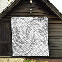 White Sunday Lotu Tamaiti Quilt Polynesian Wave Pastel Gray - Polynesian Pride