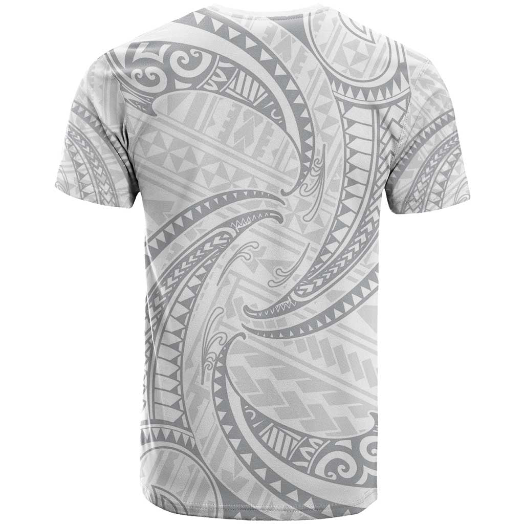 White Sunday Lotu Tamaiti T Shirt Polynesian Wave Pastel Gray - Polynesian Pride