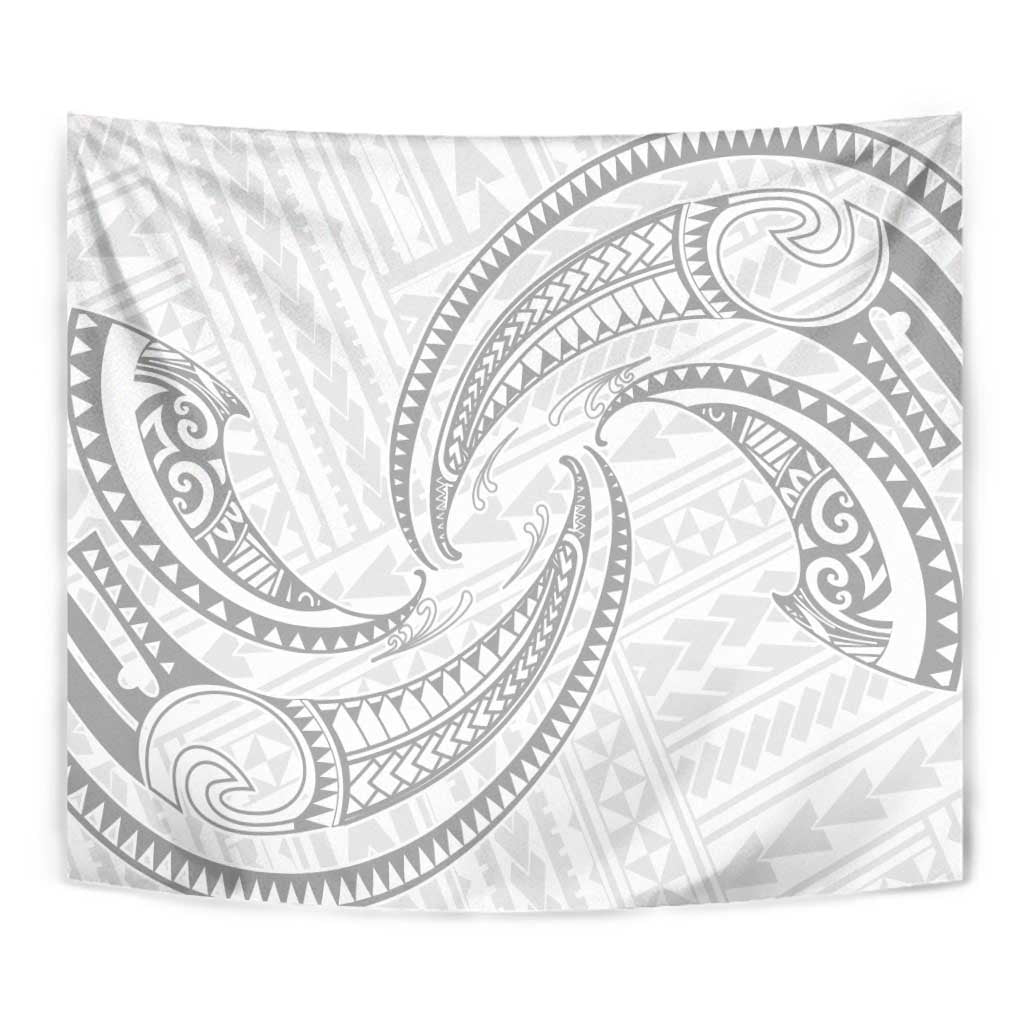White Sunday Lotu Tamaiti Tapestry Polynesian Wave Pastel Gray - Polynesian Pride